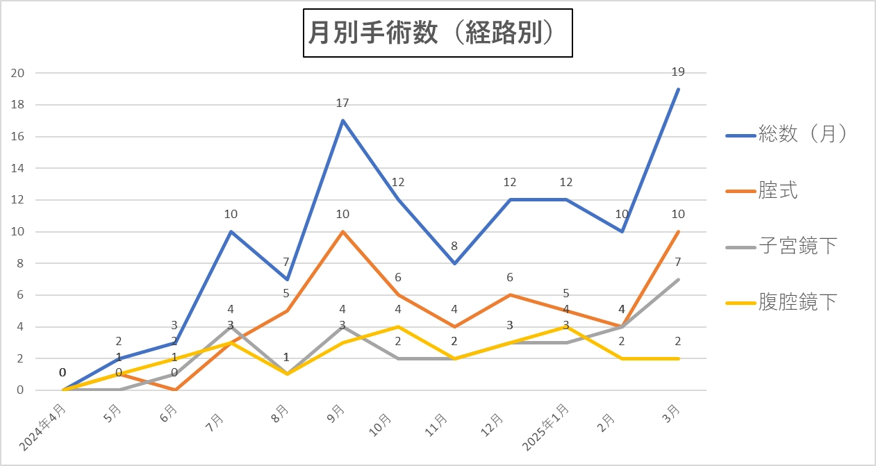 2024年度月別手術件数[グラフ]